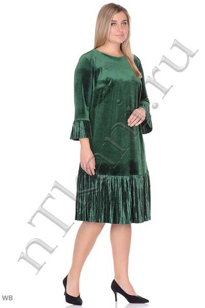 зеленое бархатное платье