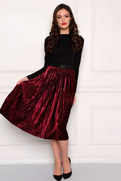 бордовая вельветовая юбка
